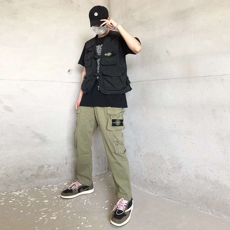 2021 New Island Multi-Pocket Functional Overalls Loose Multi-Pocket Trousers High Street Functional Fashion Brand Casual Pants