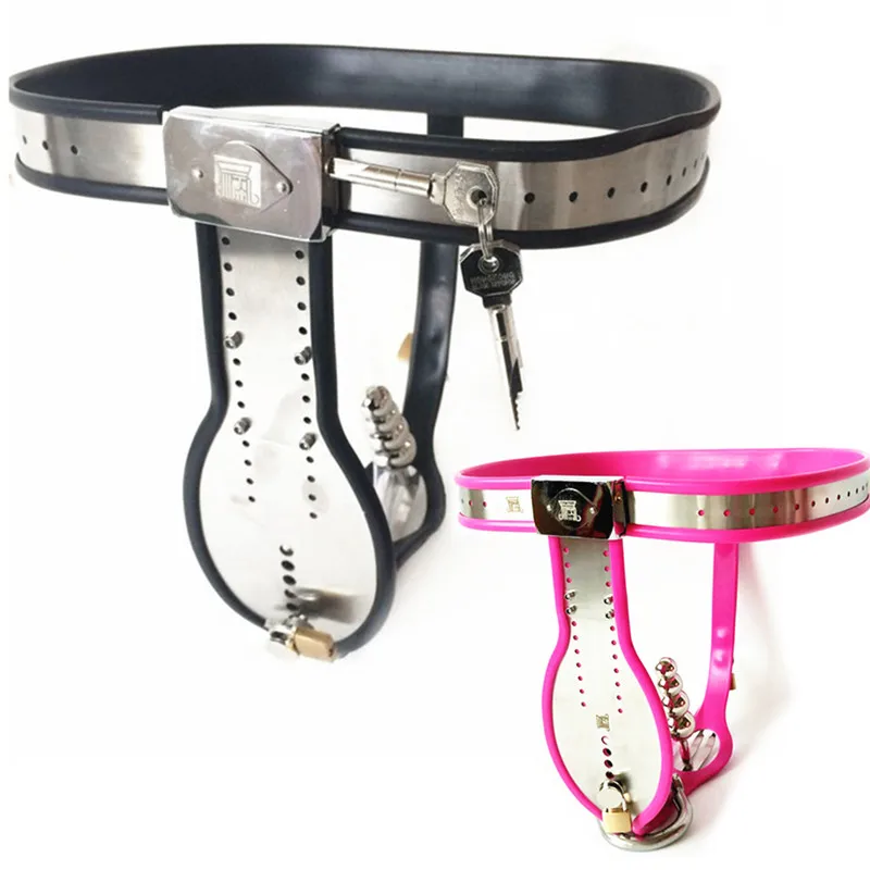 Розовый и черный пояс верности альтернативные игрушки клетка из нержавеющей