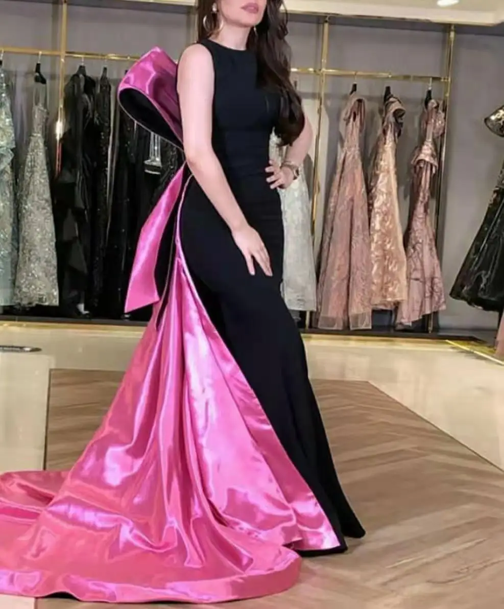 

Женское атласное вечернее платье, длинное винтажное платье-Русалка с бантом, шлейфом и молнией на спине