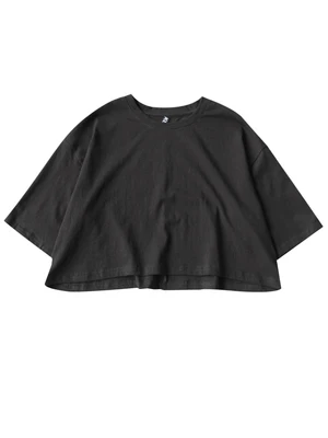 

Summer new high waist exposed Navel short-sleeved t-shirt Japan Department of simple solid color round collar jacket jacket jack