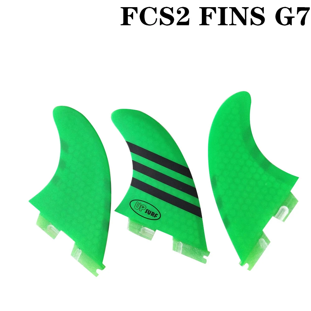 Плавник для серфинга FCS2 G3, G5, G7, K2.1 углеродное волокно три плавника набор зеленый оранжевый FCSII плавники - Цвет: Green with Black G7