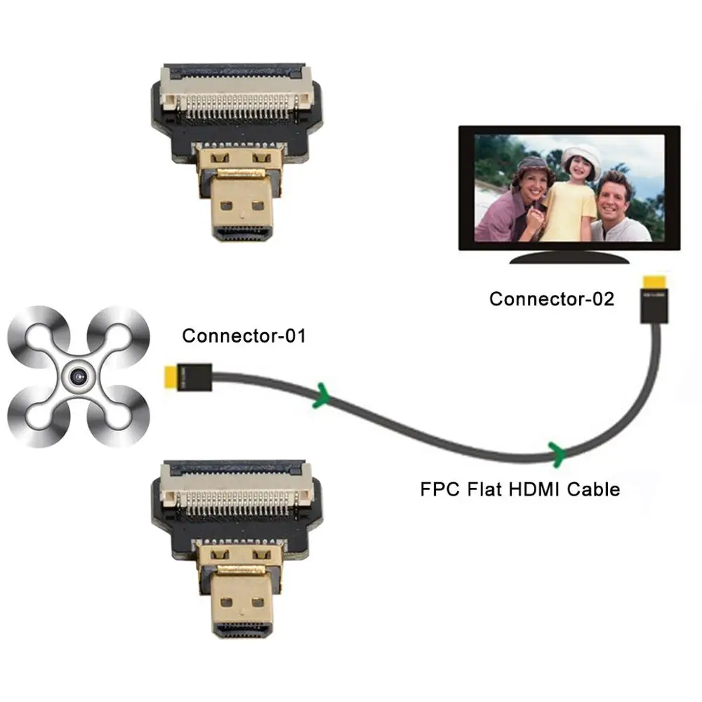 

FPC FPV flat Micro HDMI-compatible Male to Micro HDMI-compatible Male Cable 1080P for FPV HDTV Multicopter Aerial Photography