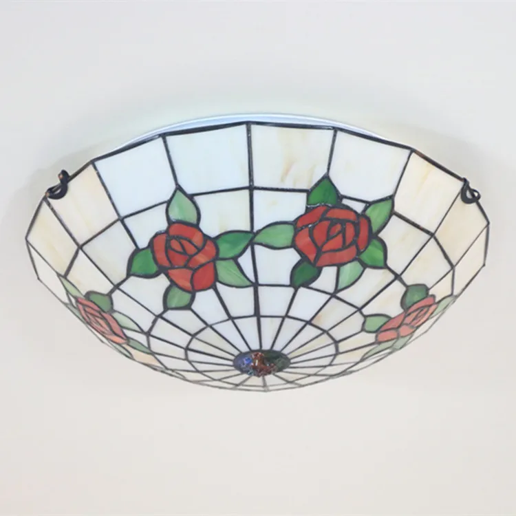 Средиземноморский стиль цветной стеклянный абажур потолочный светильник Tiffanylamp лампа с креплением светодиодный лампы