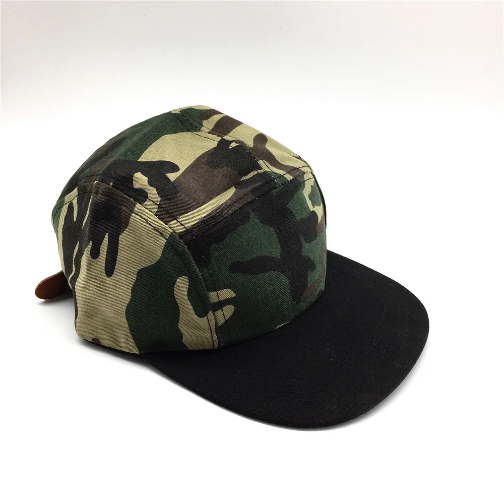 

Camouflage Baseball Cap for Women Men with Adjustable PU Amry Camo Print 5-Panels Black Flat Brim Truck Cap Hat