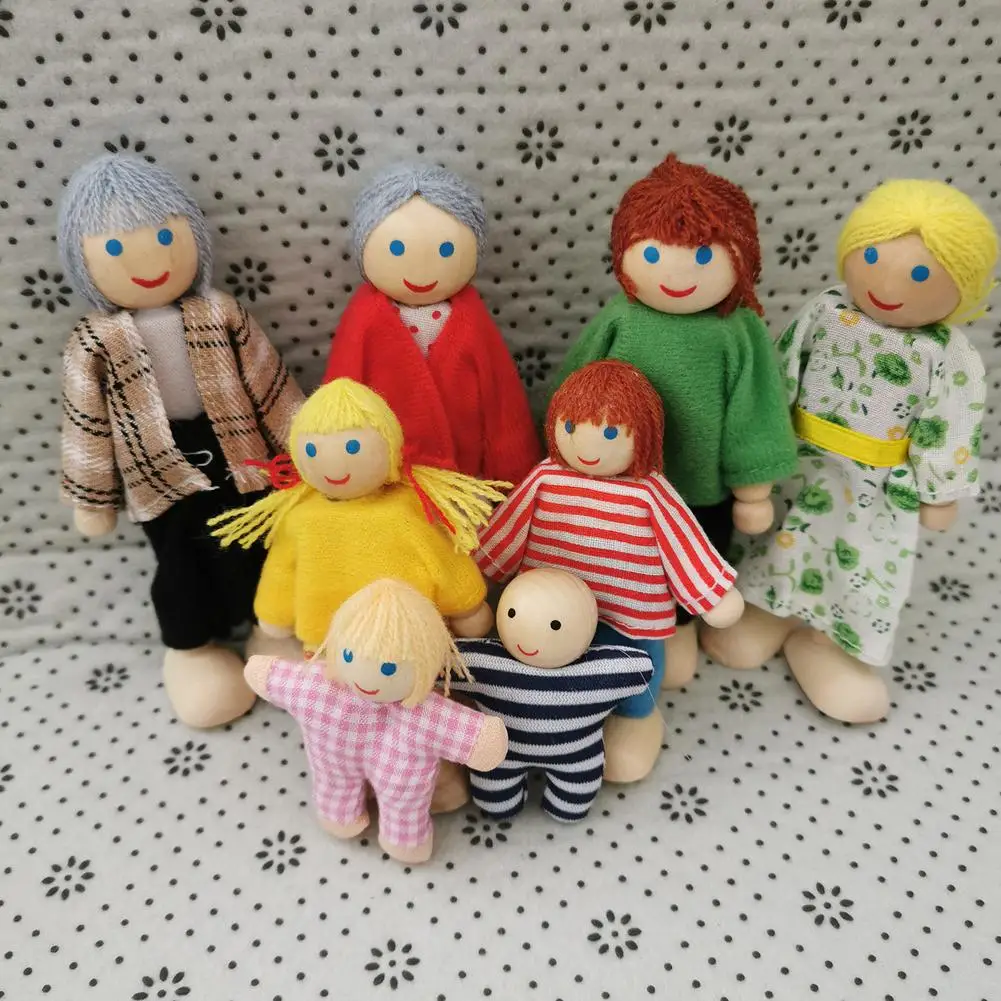 Набор маленьких деревянных игрушек счастливый Кукольный дом Семейные Куклы