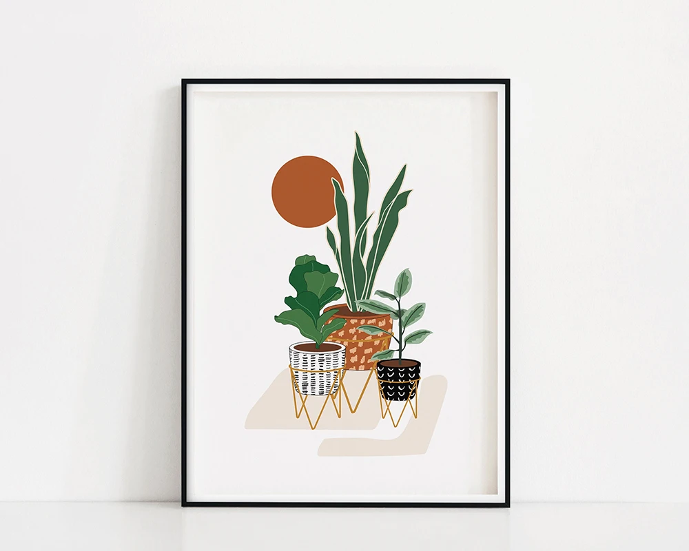 Художественная печать на плантаторе | Плакат горшке растений Настенное