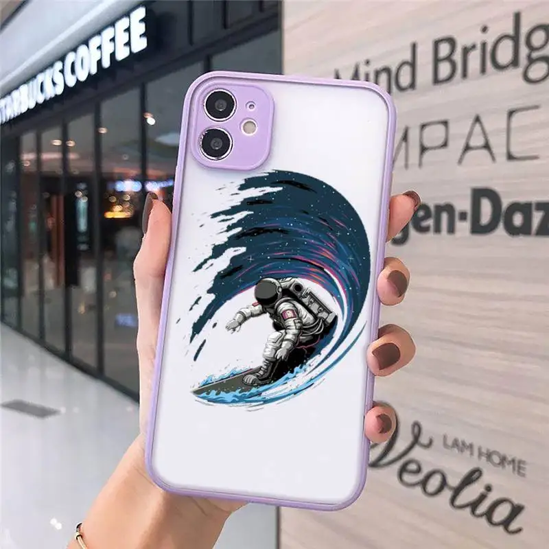 

Astronaut universe cartoon cute Phone Case matte transparent For iphone 7 8 11 12 plus mini x xs xr pro max cover