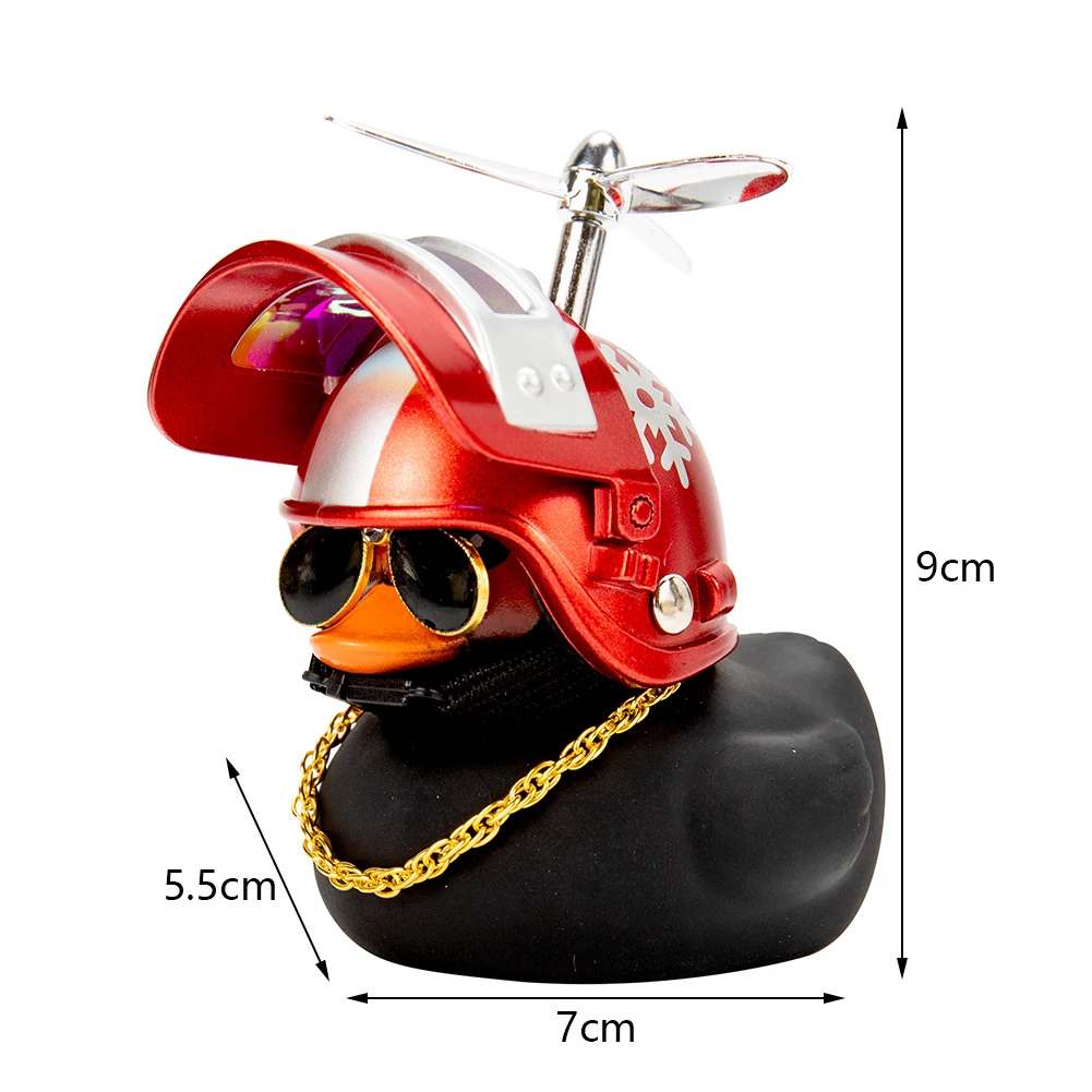 

New Car Ornament Dashboard Rearview Mirror Standing Black Broken Duck With Camouflage Helmet Small with Silver Airscrew
