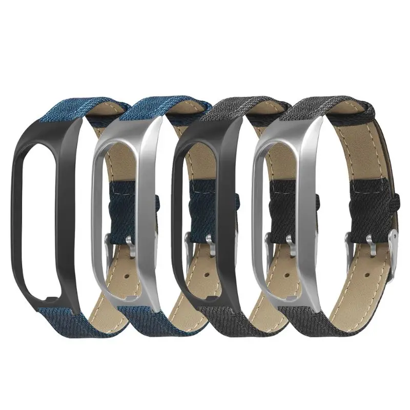 

Vintage Leather Denim Canvas Bracelet Watch Band Metal Case Wristband Strap Replacement for Tomtom Touch Smart Watch Accessories