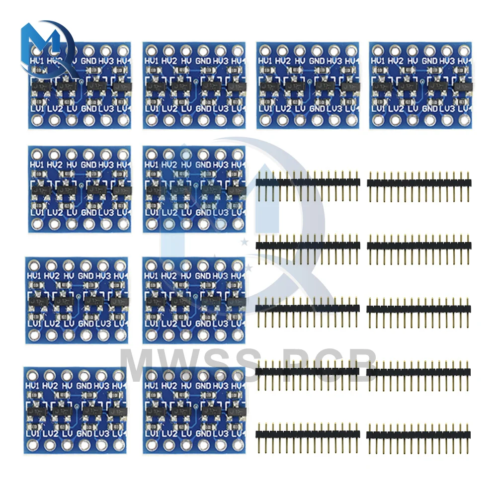 

10Pcs 4 Channel IIC I2C Logic Level Converter Bi-Directional Module Interface 5V To 3.3V Transformation With Pins For Arduino