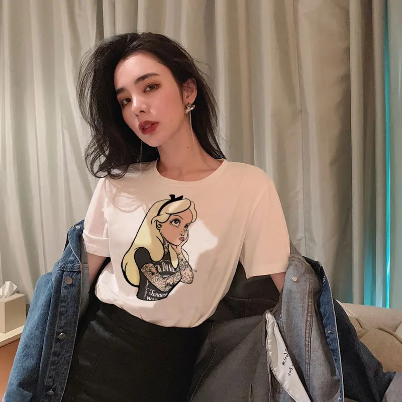 Харадзюку каваи Vogue принцесса печатная Футболка тренд тонкий срез женская футболка женская одежда летняя модная футболка