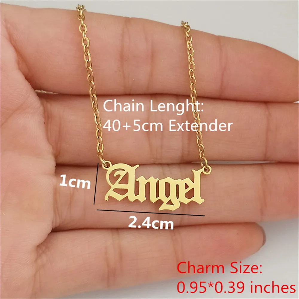 Bulk 10pcs Old English Angel Princess Necklace Bijoux Stainless Steel Chain Choker Baby Girl Necklaces holesale Jewelry | Украшения и