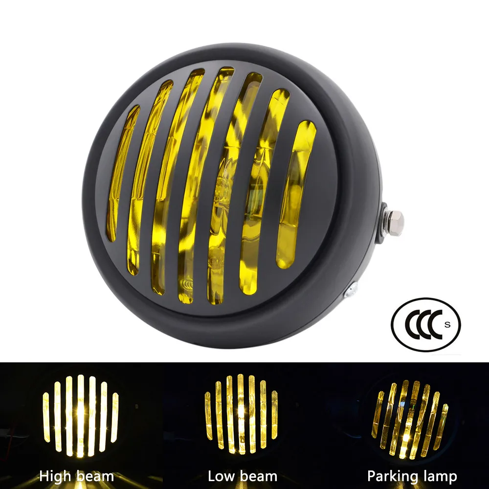 

6 1/2" Motorcycle Headlight 40W 35W High Low Head Light 12V Motorbike Vintage HeadLamp For Harley Chopper Bobber Cafe Racer