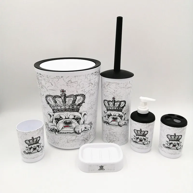 Набор аксессуаров для ванной комнаты с принтом 6 шт. держатель зубных щеток