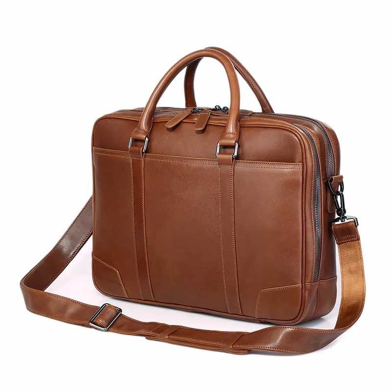 

J.M.D Men's Brown Laptop Bag Handbag Genuine Leather Top Handbag Women's Bag