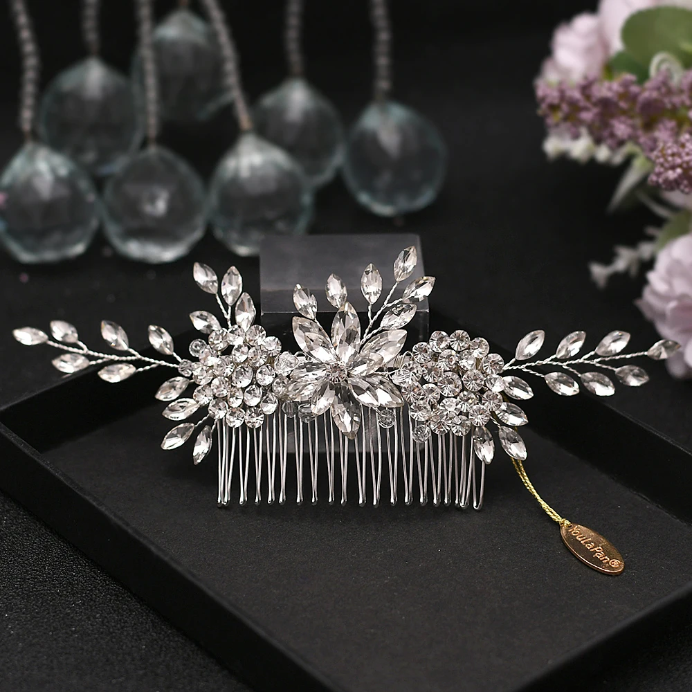 

TRiXY H77 Silver Bridal Tiara Wedding Combs Rhinestone Hair Accessories Wedding Headpieces Bridal Hair Clip Wedding Hair Combs