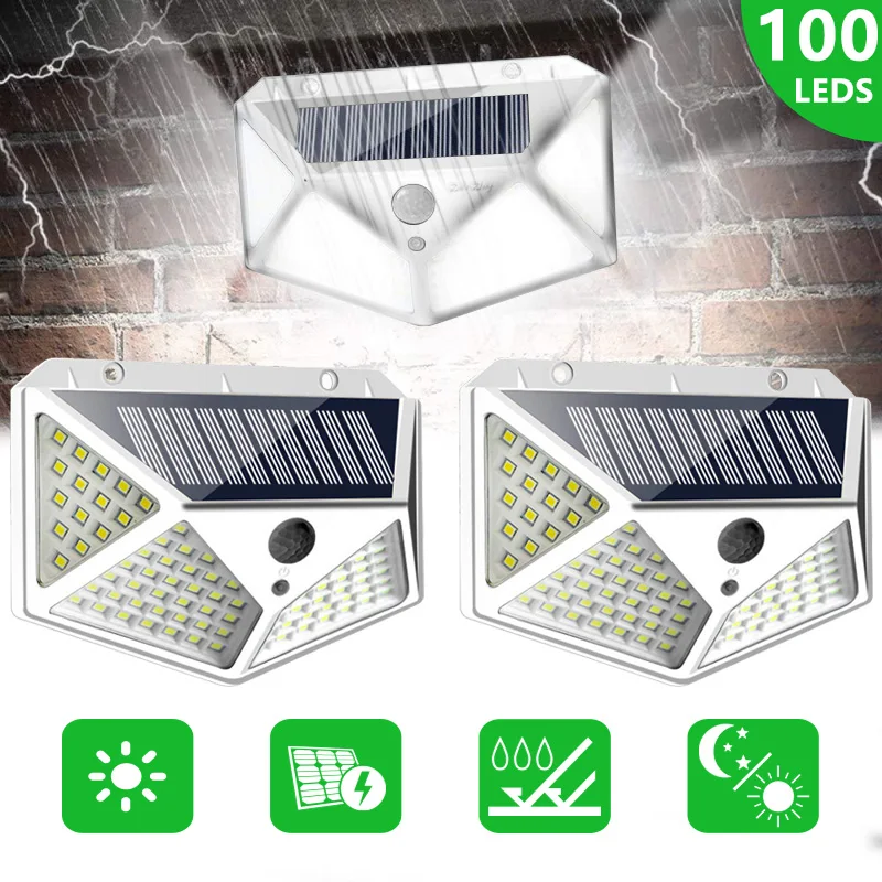 

100 Led Solar Light Outdoor Solar Wall Lamp PIR Motion Sensor Lamp 3 Modes Waterproof Solar Light For Outdoor Garden Decoration