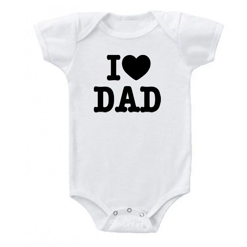 3097-White I Love My Dad/хлопковая одежда с короткими рукавами и надписью для младенцев, комбинезон для маленьких мальчиков, трико для девочек, детские Боди, одежда - Цвет: 3097-White