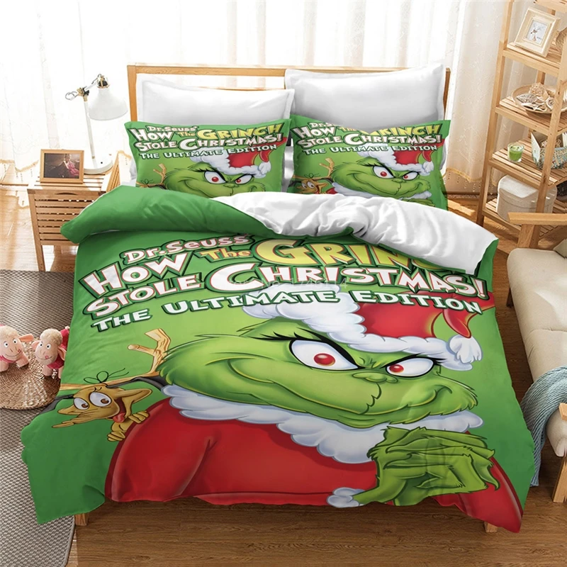 

How The Grinch Stole Christmas Cartoon Film Bedding Set Duvet Cover Comforter Cover Pillowcases Set Twin Full Queen King Size