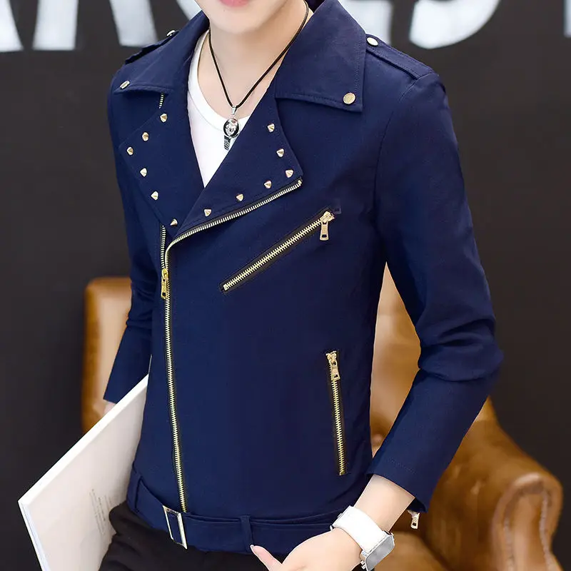 Модная мужская мотоциклетная куртка Idopy в Корейском стиле приталенный силуэт на