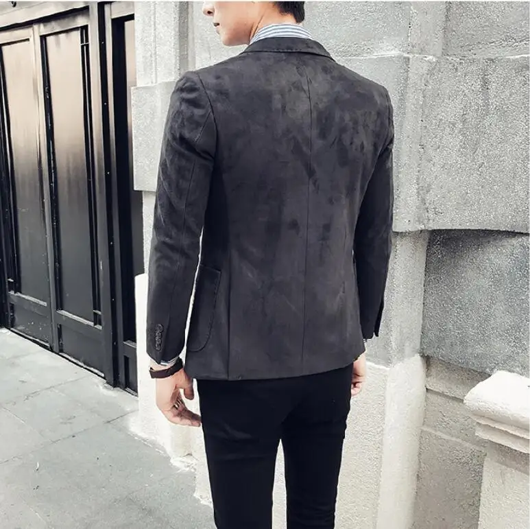 

Men Menswear Casual 2021 Business Slim Suit Male Suede Blazer Faux leather Jacket