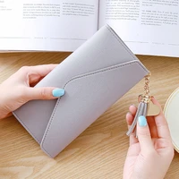 2021 short wallet female clutch korean version of the tassel small purse simple square simple wallets ladies coin purse mini bag