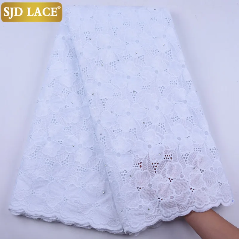 

SJD LACE Black 100% Cotton African Lace Fabric 5Yards Swiss Voile Lace In Switzerland Popular Dubai Style For Wedding Sew 1962B