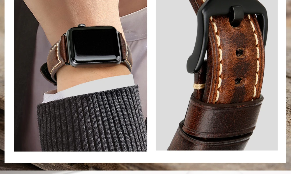 Кожаный браслет MAIKES для Apple Watch 42 мм, 38 мм, 44 мм, 40 мм, серия 4, 3, 2, ремешок для Apple Watch iWatch, ремешок для часов
