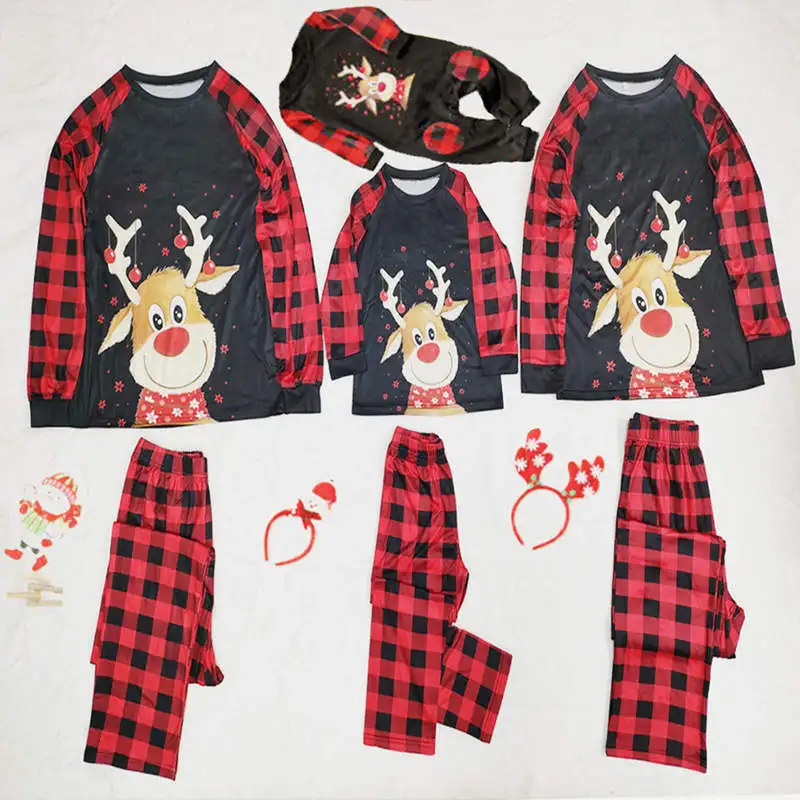 

2022 Christmas Family Matching Pajamas Set Deer Adult Kid Family Matching Clothes Top+Pants Xmas Sleepwear Pj's Set Baby Romper