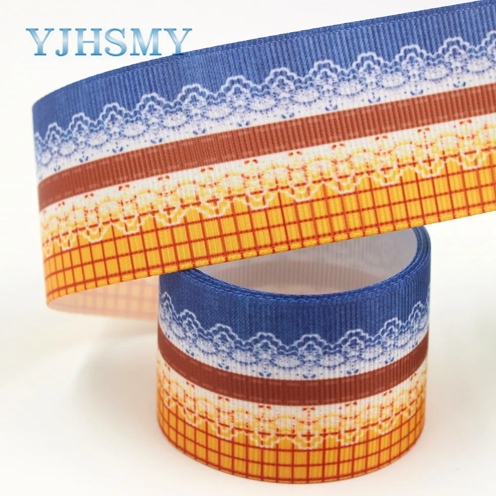 

YJHSMY I-19729-1712,38 мм 10 ярдов шаблон теплопередачи grosgrain ленты, Подарочная упаковка DIY ручной работы материал