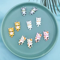 10pcspack kawaii cat charms pendants for jewelry making animal resin charms jewlery findings diy carft