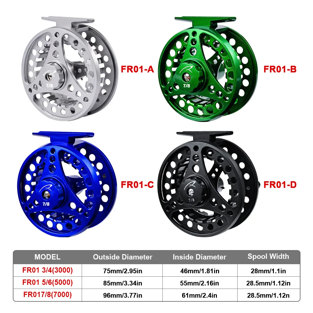 

3/4 5/6 7/8 All-metal Fly Fishing Reel 4 Colors 2+1 BB with CNC-machined Aluminum Alloy Body and Spool Fly Reels Pesca