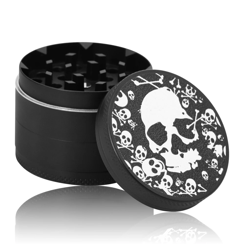 

HONEYPUFF Black Color 50MM 4 Layers Herb Grinder Zinc Alloy Metal Herb Crusher Tobacco Grinders Weed Accessories Smoker