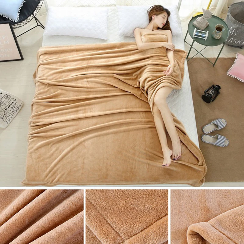 

Soft Warm Coral Fleece Blanket Winter Sheet Bedspread Sofa Throw Blankets Light Thin Mechanical Wash Flannel Furry Carpets