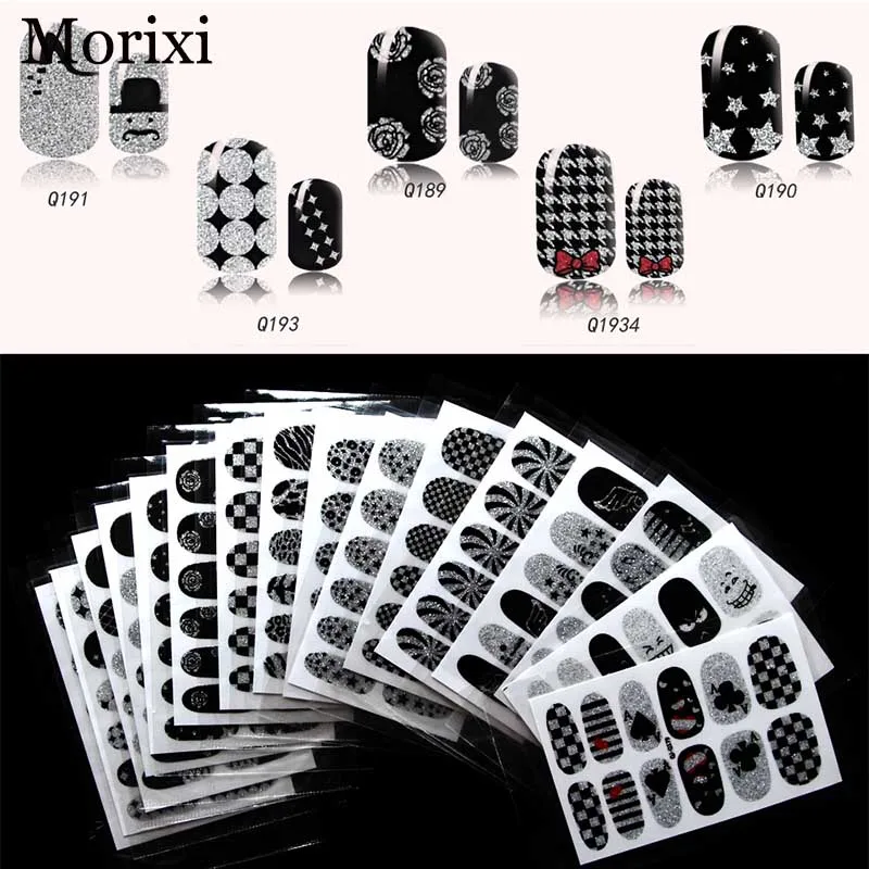 Новый стиль наклейки для ногтей с обратным клеем классические черные блестящие