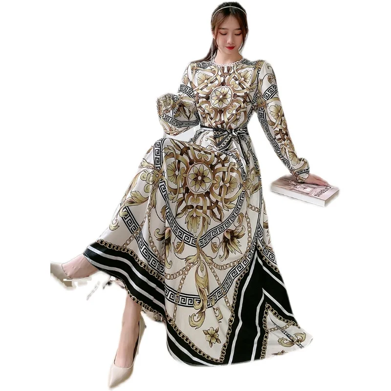 

waist wind restoring ancient ways round neck long sleeve falbala western style, is the fairy bind the a-line skirt