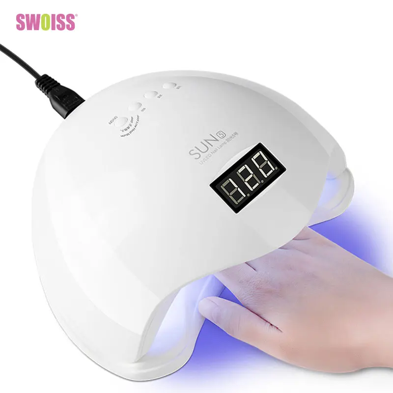 SWOISS 48W UV LED Lamp Nail Dryer For All Gels Polish Sun Light Infrared Sensing Timer Smart LCD Display Manicure