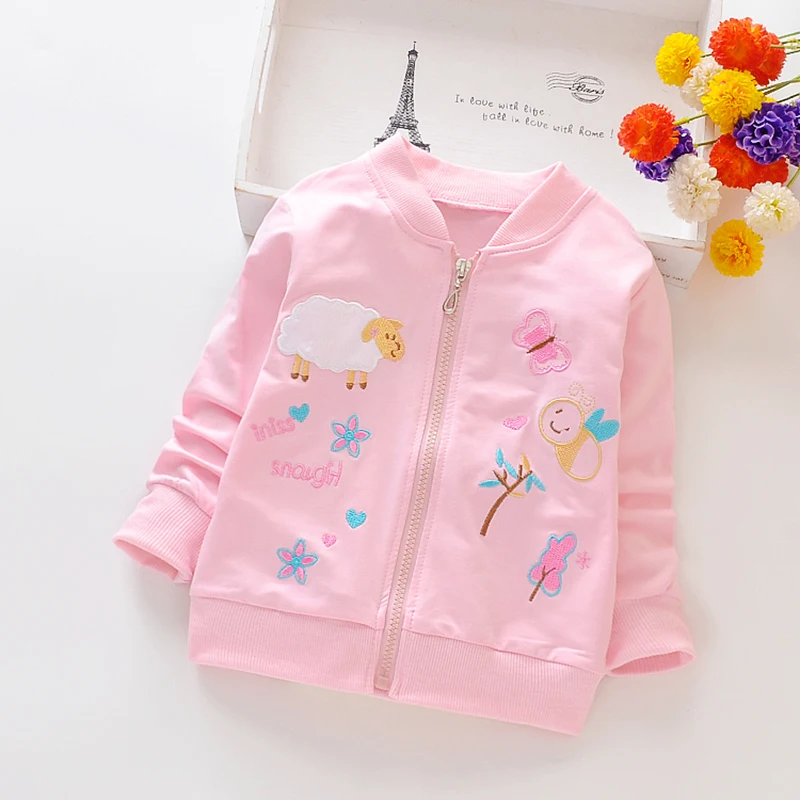 TYSpring Autumn Girls Sweatshirt Coat Baby Kids Cartoon Print Baseball Uniform Zipper Shirt Jacket Outwear Kid Coats Cloth | Детская