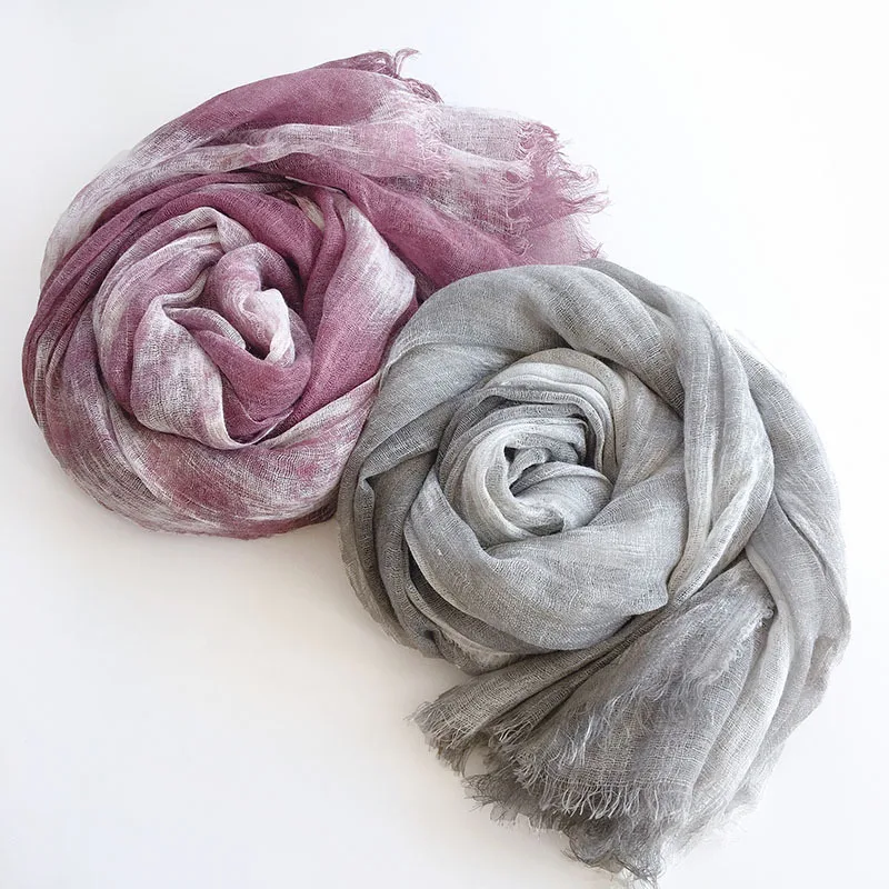 

BPP Women Retro Tie-Dyed Wool Scarves New Summer Sunscreen Breath Shawl Comfortable Neck Scarves New 2021