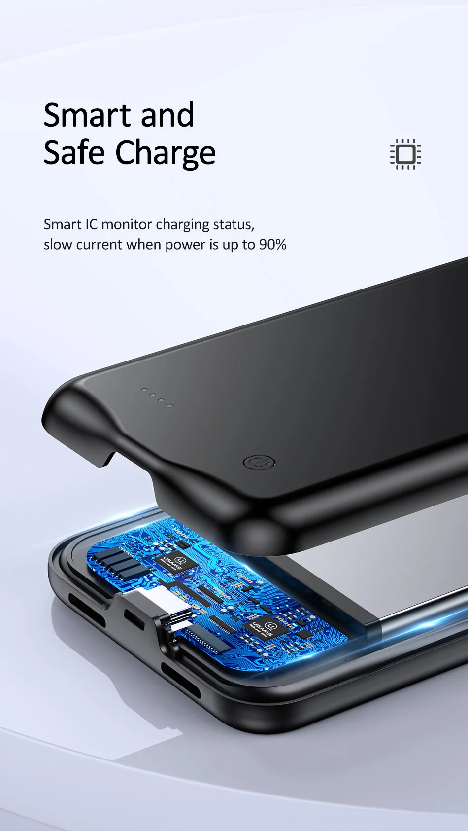 Чехол для зарядного устройства USAMS для iPhone 11 Pro Max X XS 3500/4500 мАч, чехол для зарядного устройства, тонкий внешний чехол для зарядного устройства