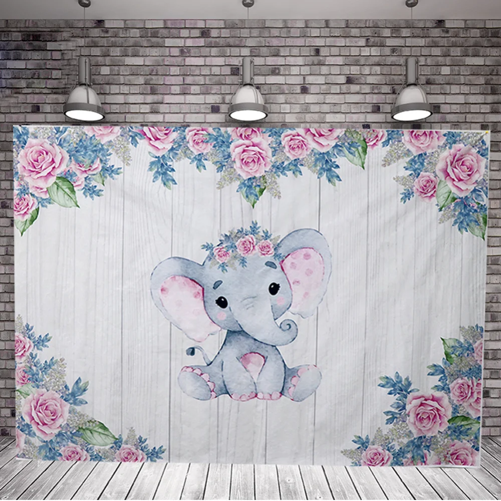 Виниловый фон для студийной фотосъемки с изображением слона животного цветка