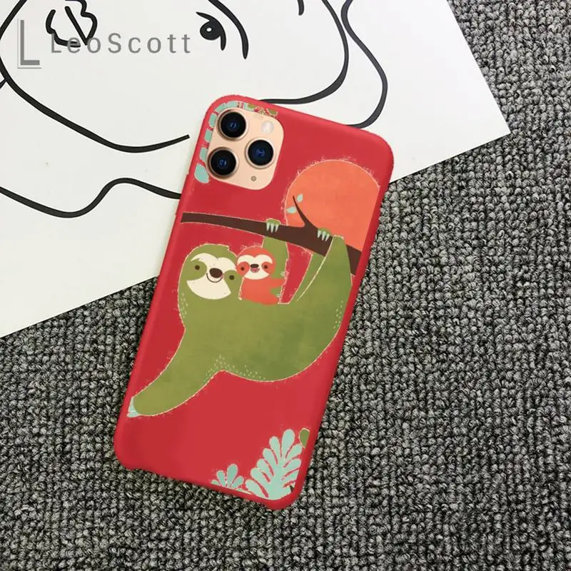 

Cute animal yoga sloth Phone Case Candy Color for iPhone 11 12 mini pro XS MAX 8 7 6 6S Plus X 5S SE 2020 XR