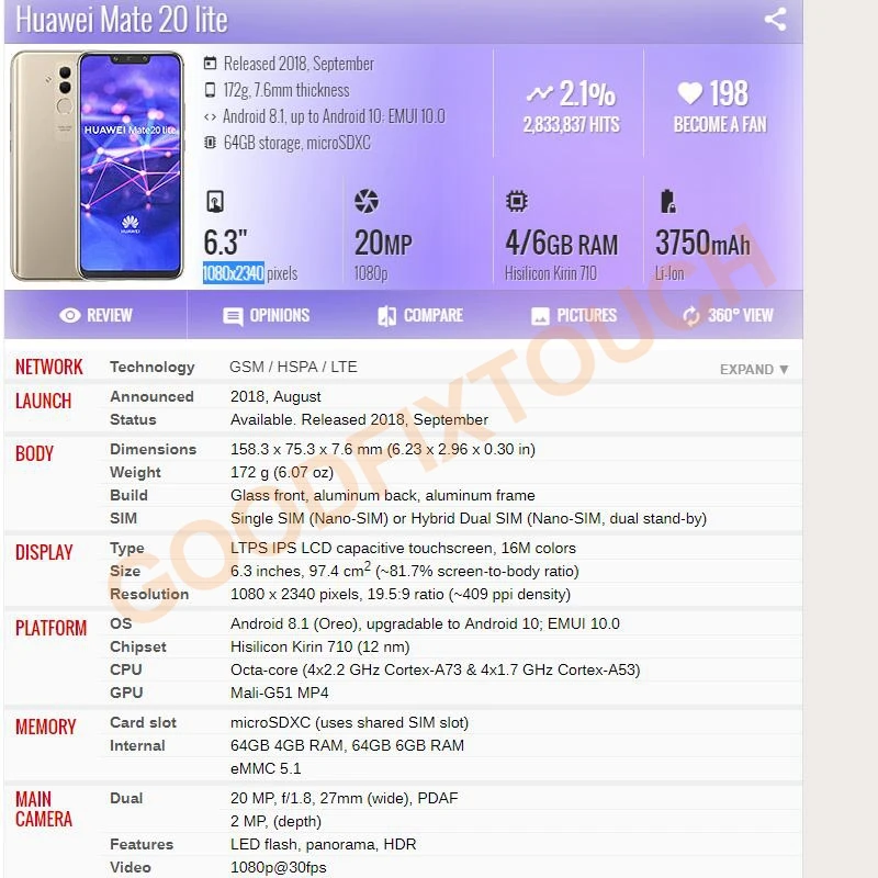 ЖК экран для Huawei Mate 20 Lite дисплей с сенсорным экраном и дигитайзером в сборе