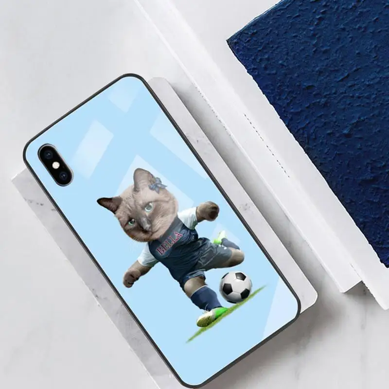 

Art Animal Cat Glass Phone Case Fundas Coque for IPhone 12 11 Pro Max Cases XR XS 7 8 Plus Cover Accessories Carcasa