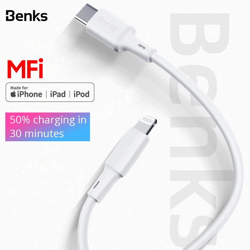 Benks MFi PD кабель для быстрой зарядки iPhone 11 Pro MAX X XR XS 8 Plus Type C на Lightning Кабели телефонов