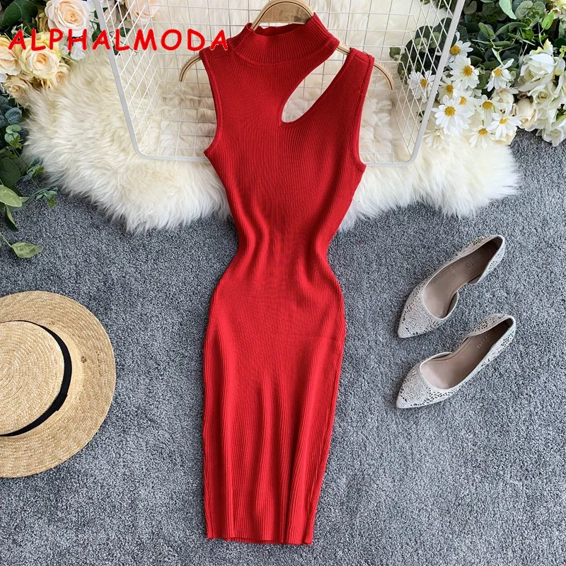 Женское трикотажное мини платье ALPHALMODA асимметричные пуловеры с открытыми