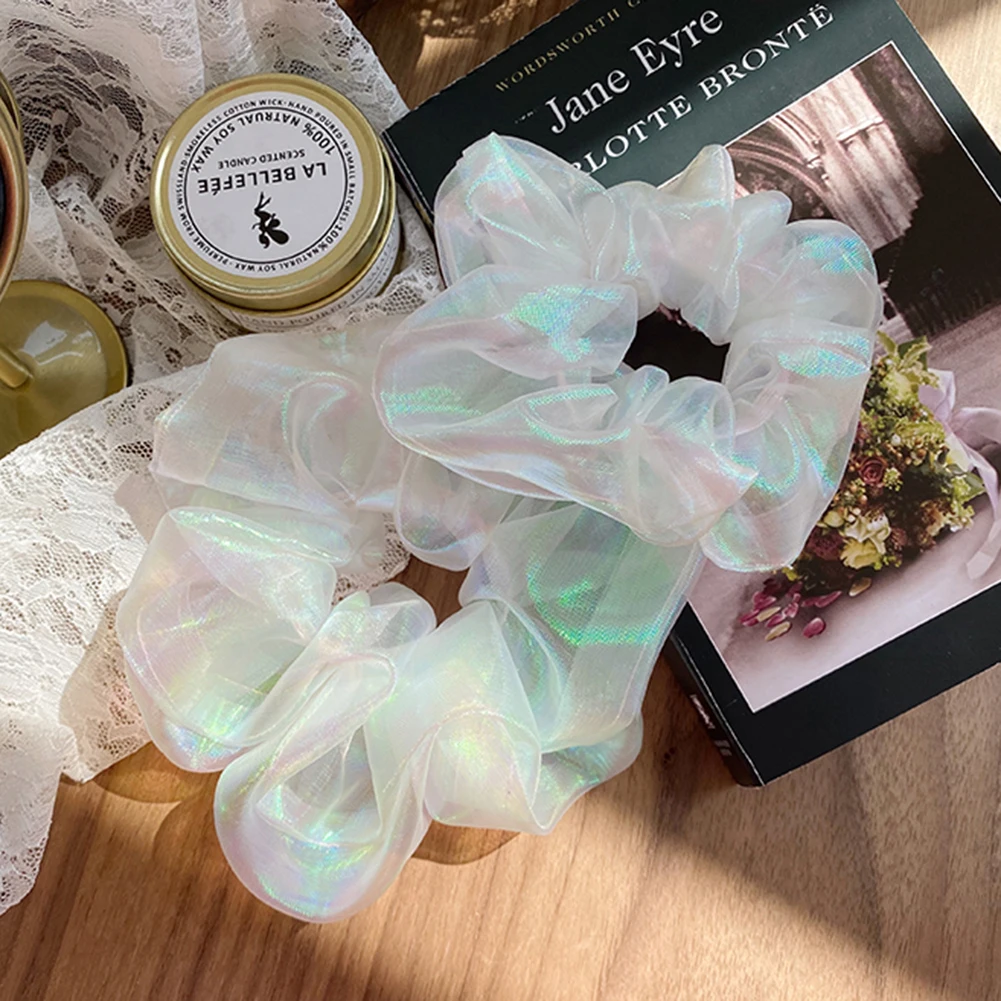 

Mermaid Scrunchies Hair Ring Reflective Color Laser Hair Ties Rope summer Women Ponytail Hair Accessories Girls Hairbands Gifts