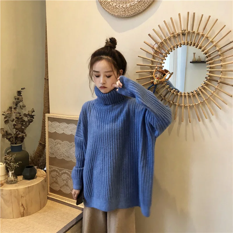 Женская зимняя трикотажная водолазка с длинным рукавом | Водолазки