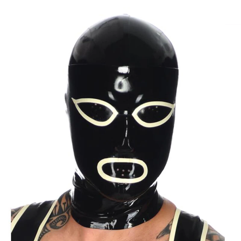 2019 sexy exotic lingerie black latex rubber fly eyes mouth mask hoods hood full face fetish cekc uniform customize size XS-XXL |