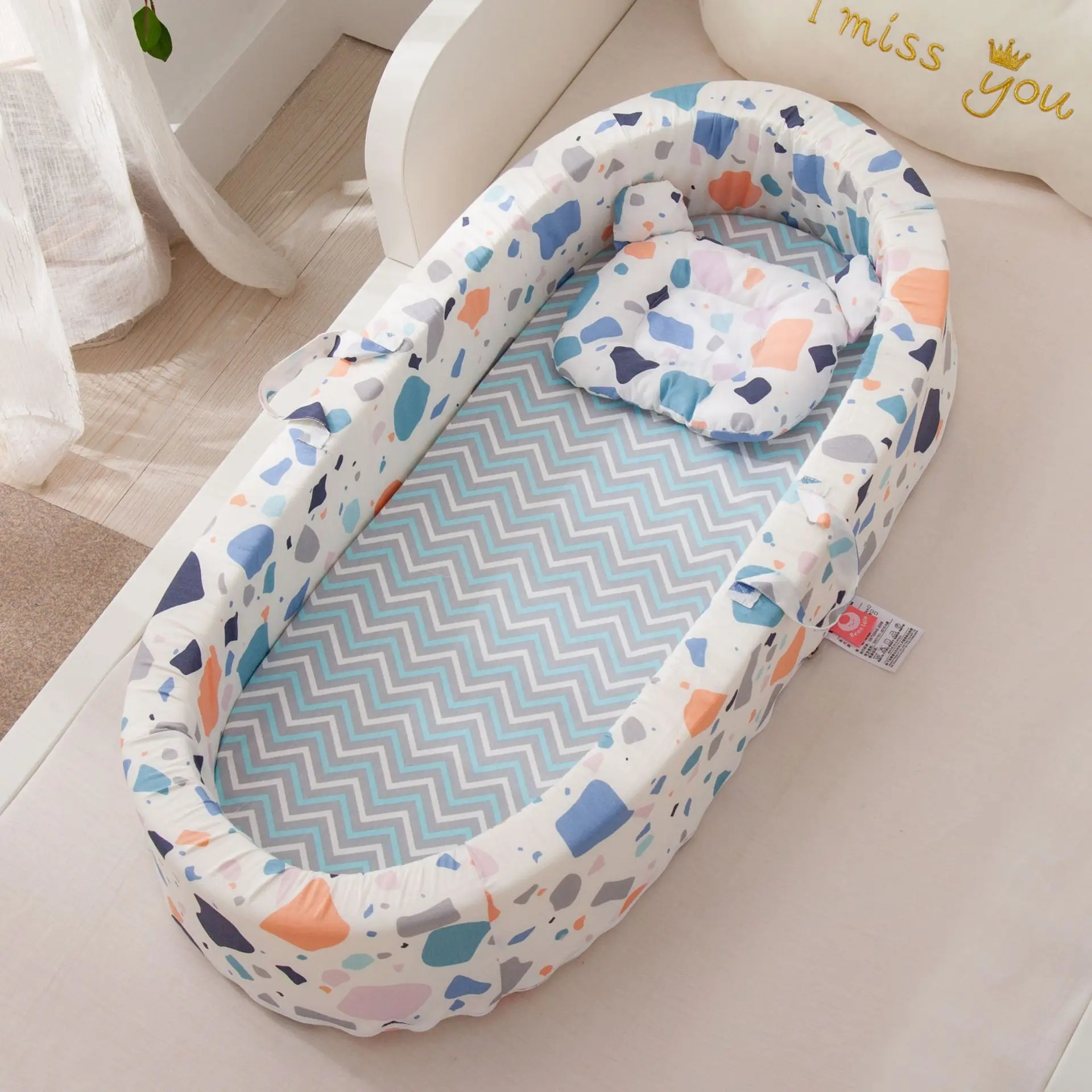 New 90*45cm Baby Nest Bed with Pillow Portable Crib Travel Infant Toddler Cotton Cradle for Newborn Bassinet Bumper | Мать и ребенок